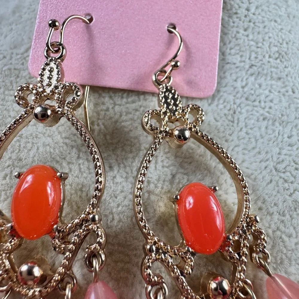 Zara Gold and Pink Chandelier Earrings